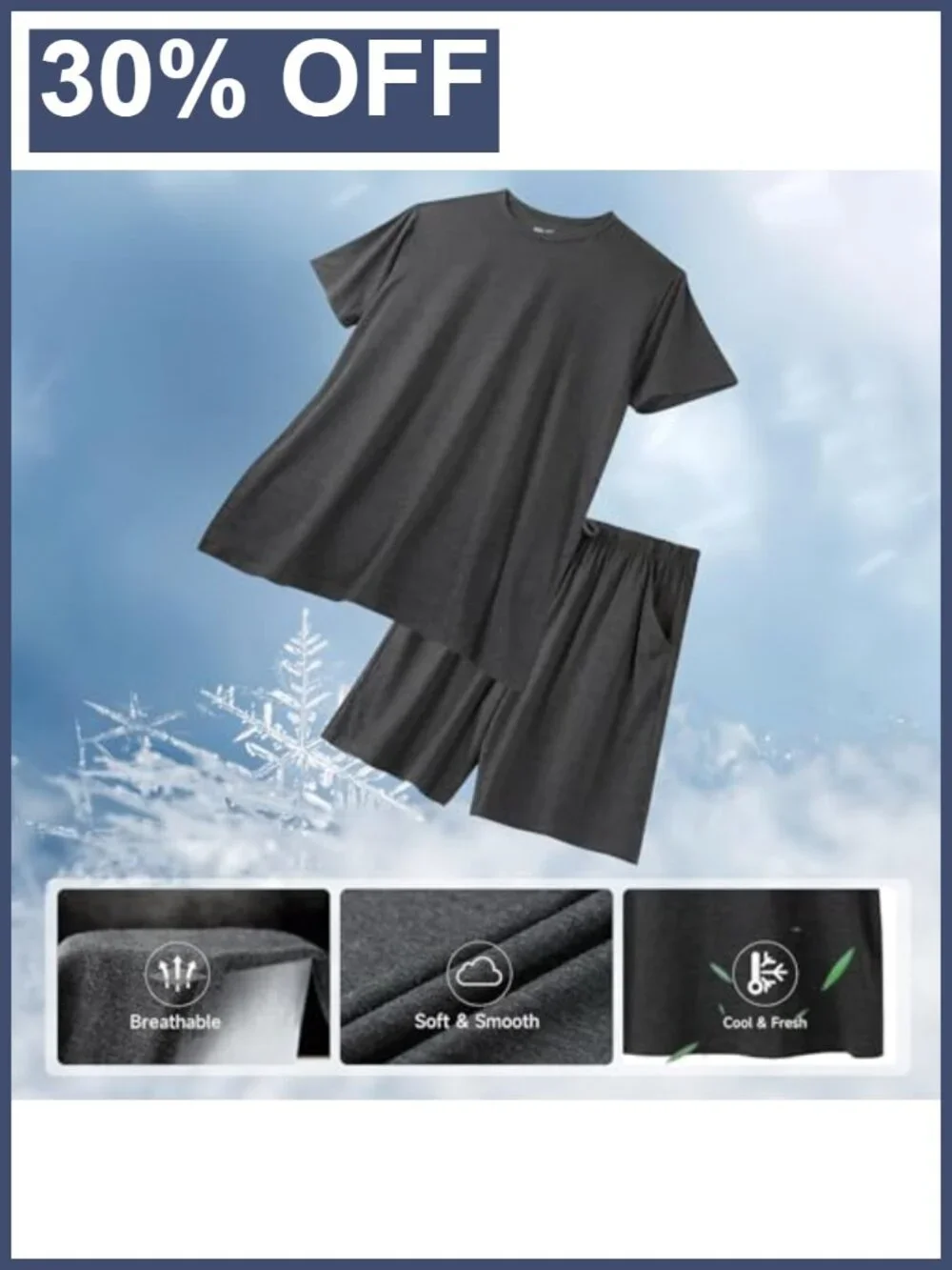 Men's Pajama Set Shorts - Rayon Spandex Summer Sleepwear